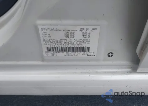 2009 Mitsubishi Galant Es/Sport Edition from USA, damaged, VIN 4A3AB36F89E032882